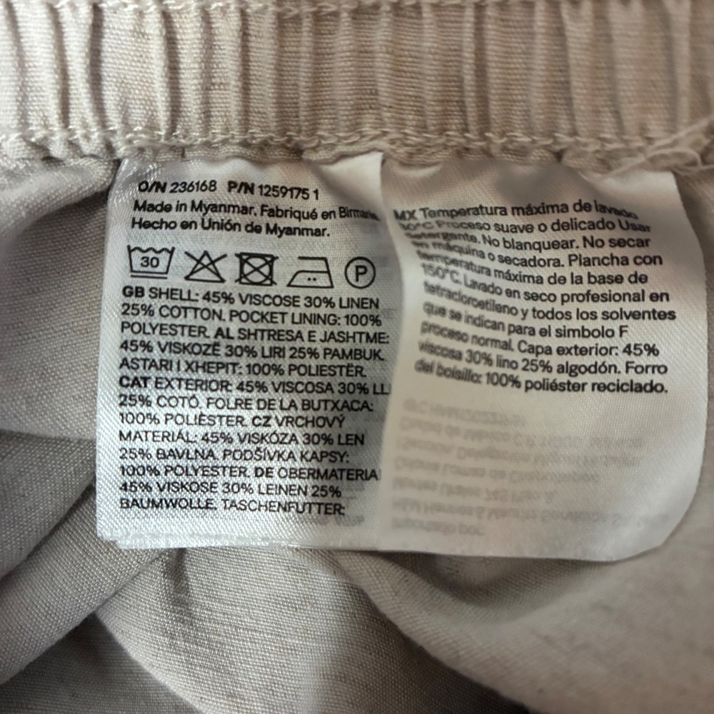 H&M Linen Blend Oatmeal Color Shorts Women Size XL - Picture 4 of 7